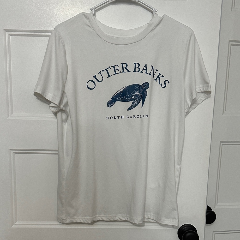 SHEIN White Tee with Blue Graphic